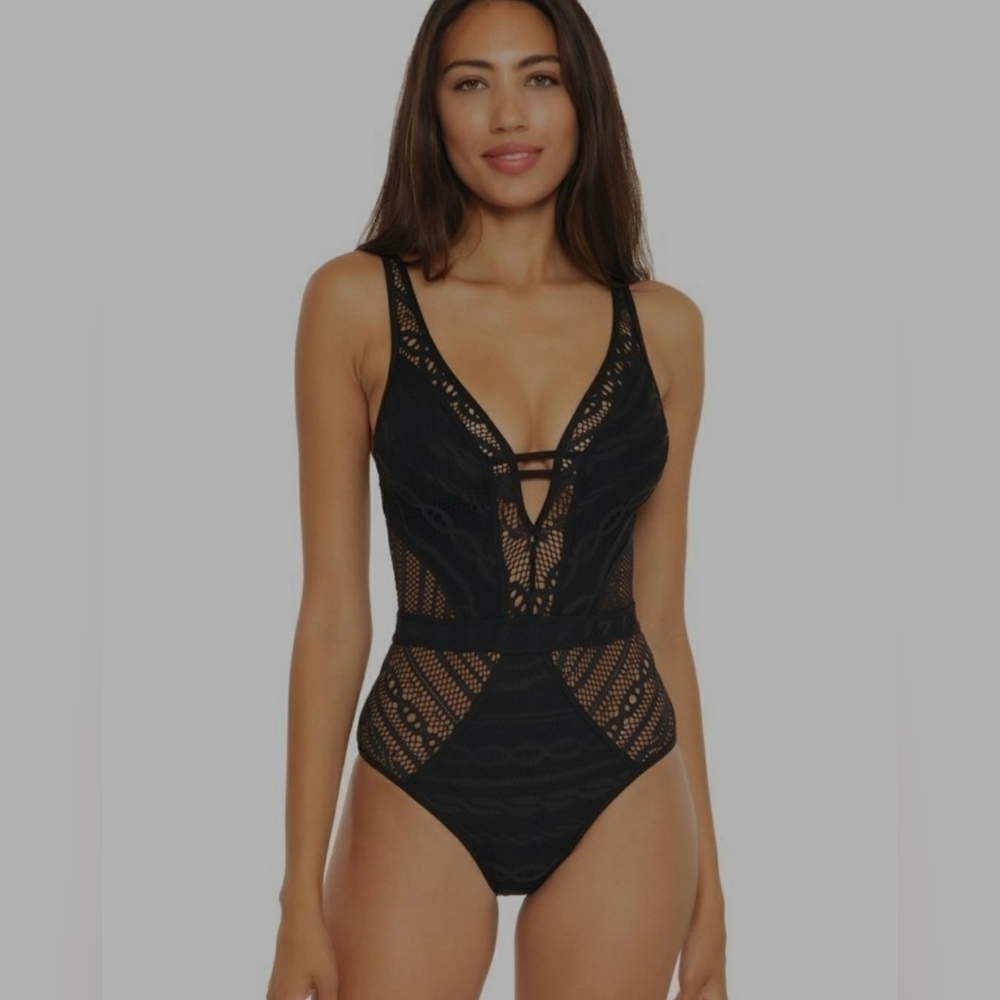 BECCA COLOR PLAY PLUNGING ONE PIECE SWIMSUIT